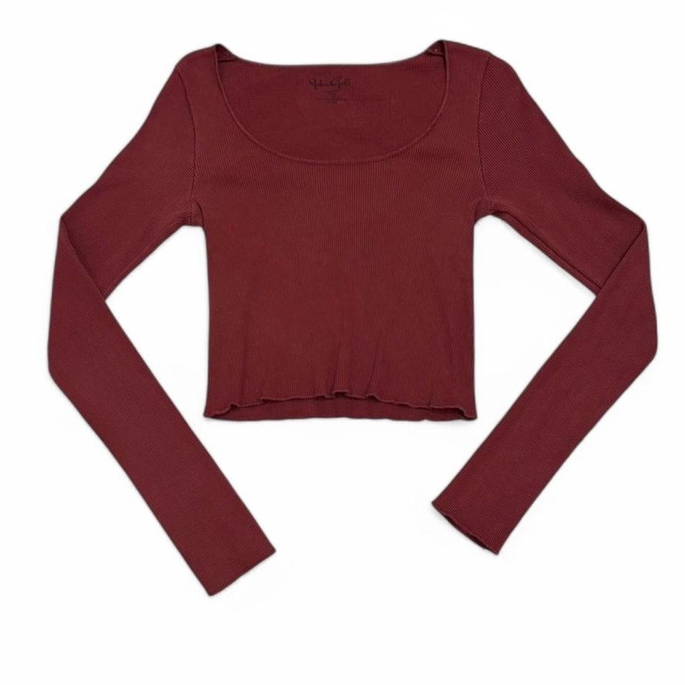 Brandy Melville Maroon Long Sleeve Crop Top